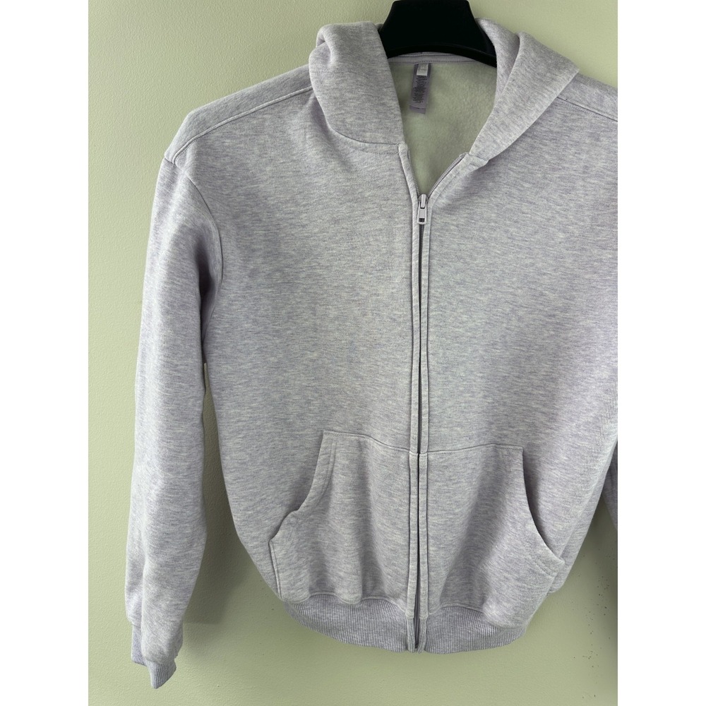 SKIMS Limited Edition Cotton Fleece Cropped Full Zip Up Hoodie Purple Heather M - Picture 6 of 16